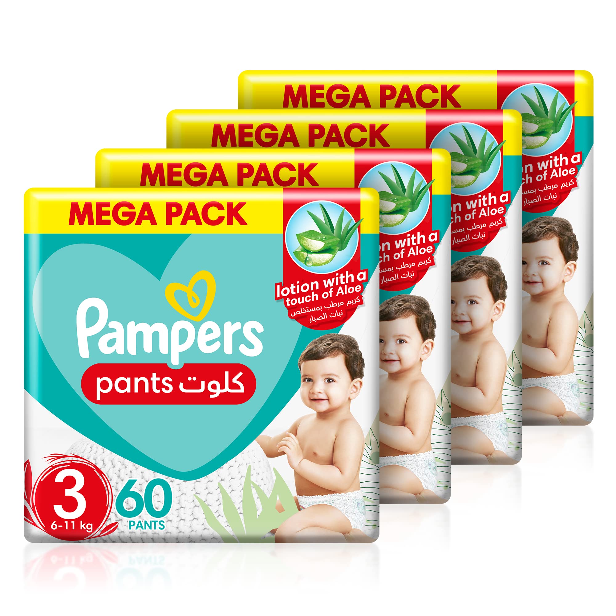 Pampers Baby-Dry Pants with Aloe Vera Lotion, Stretchy Sides, and Leakage Protection, Size 3, 6-11 kg, 240 Pants سروال بيبي دراي بصبار الالوفيرا من بامبرز، جوانب قابلة للتمدد مع حماية من التسرب، مقاس 3، للاطفال بوزن 6- 11 كجم، عبوة من 240 قطعة Pampers Baby-Dry Pants with Aloe Vera Lotion, Stretchy Sides, and Leakage Protection, Size 3, 6-11 kg, 240 Pants سروال بيبي دراي بصبار الالوفيرا من بامبرز، جوانب قابلة للتمدد مع حماية من التسرب، مقاس 3، للاطفال بوزن 6- 11 كجم، عبوة من 240 قطعة